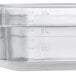 A close up of a translucent Vigor plastic food pan.