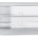 A translucent polypropylene food pan with a lid.