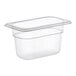 A Vigor translucent polypropylene food pan with lid.