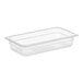 A Vigor translucent polypropylene food pan with a lid.