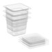 A stack of three Vigor translucent plastic containers with lids.
