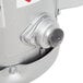 A close up of a silver Hobart commercial garbage disposer valve with a sticker.