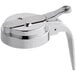 An American Metalcraft stainless steel syrup dispenser lid with a handle.
