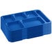 A stack of blue Choice heavy-duty melamine compartment trays.