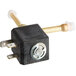 A black square electrovalve assembly with metal rods.
