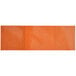 A rectangular orange paper napkin band with the word "Rust" on it.