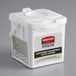A white Rubbermaid container with a lid full of white disposable microfiber cloths.