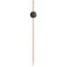 A black ball on a wooden stick.