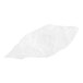 A crumpled white polypropylene shoe cover on a white background.