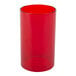 A red glass cylinder with a white background.