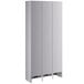 A grey Regency Space Solutions metal locker with three doors.