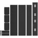 A group of black metal lockers.
