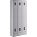 A gray metal Regency locker with silver doors.