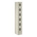 A beige metal Regency locker with six compartments.