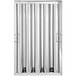 A close-up of a stainless steel hood filter.