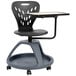 A black Flash Furniture mobile desk chair with a tray on wheels.