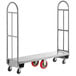 A white Lavex heavy-duty steel U-boat utility cart with red wheels.