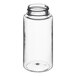 A clear cylinder PET sauce bottle with a black cap.