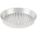 An American Metalcraft tin-plated steel pizza pan with holes.