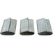 A group of Lavex push-on closed seals for steel strapping on a white background.