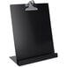 A black Saunders free-standing clipboard with a metal clip.