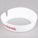 A white Tablecraft salad dressing dispenser collar with maroon text.