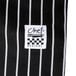 Chef Revival unisex pinstripe chef pants in black and white.