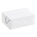 A plain white customizable take out lunch or snack box with a fast top closure.