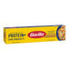 A yellow box of Barilla Protein+ Thin Spaghetti pasta with a red and white logo.