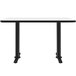 A white rectangular table with two black T bases.