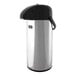 A silver and black Bunn glass lined vacuum airpot with a black lid.