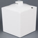 A white square container with a notched lid.