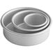 Fat Daddio's ProSeries 16 Gauge Anodized Aluminum Cake Set with three round cake pans.