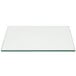 A clear tempered glass buffet board on a white background.