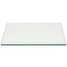 A clear rectangular glass buffet board.