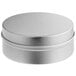 A 4 oz. silver round tin with a slip cover on a white background.