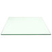 A square glass surface on a white background.