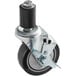 A black metal stem caster with a black rubber wheel.