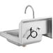 A Regency stainless steel wall-mounted hand sink with a gooseneck faucet.