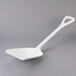 A white plastic Manitowoc Ice scoop with a handle.