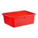 A red Vigor heavy-duty polypropylene bus tub.