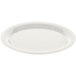 A white oval melamine platter with a white rim.