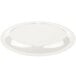 A white oval melamine platter with a circular rim.