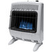 A white HeatStar vent-free natural gas heater with blue flames.