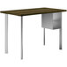 A HON Florence Walnut desk with U-Storage and metal legs.