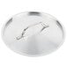 A Vollrath stainless steel lid with a silver handle.