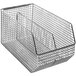 A Quantum chrome wire divider for wire mesh bins with three compartments.