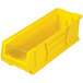 A yellow plastic bin with a clear plastic lid.