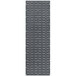 A rectangular grey steel panel with small rectangular holes.