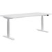 A white rectangular HON Coze Coordinate desk with white legs.